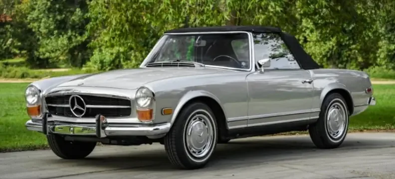 Silver Mercedes SL Convertible